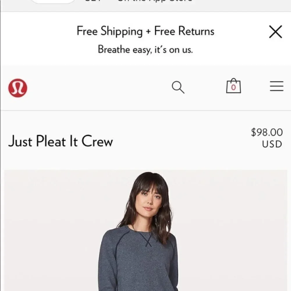 Lululemon Just Pleat It Crewneck Sweatshirt